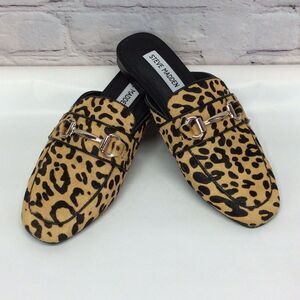 Steve Madden Rylie Mules Women's 6M Leopard Print Cow Hair Vegan Leather Slip On